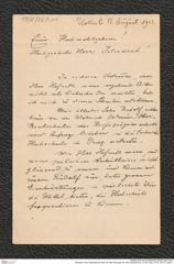 Nachlass Franz Steindachner, Brief von Max Kindinger an Franz Steindachner (13.08.1902), Inv.Nr. 267.01, Seite 1